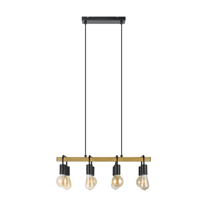 Eglo 43316 - Kabelhanglamp ERRIBERA 8xE27/40W/230V eik/zwart