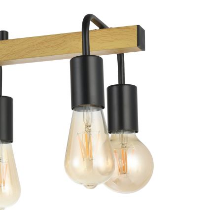 Eglo 43316 - Kabelhanglamp ERRIBERA 8xE27/40W/230V eik/zwart