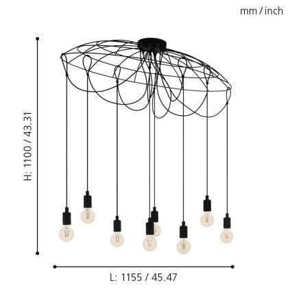 Eglo - Hanglamp aan koord 8xE27/40W/230V