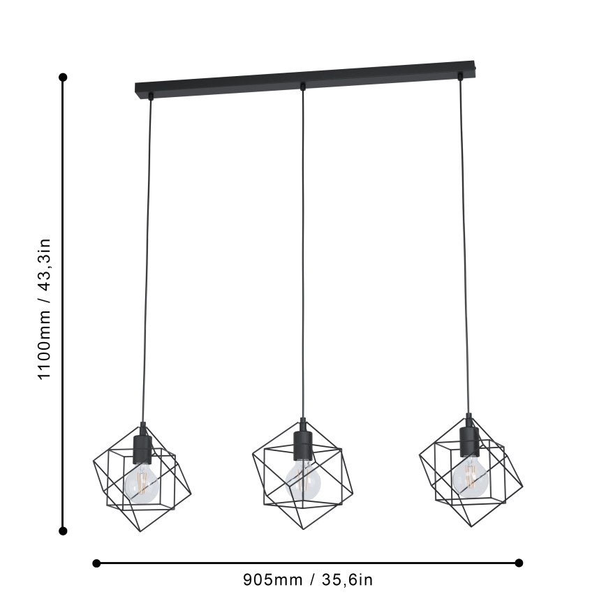 Eglo - Hanglamp aan koord 3xE27/60W/230V