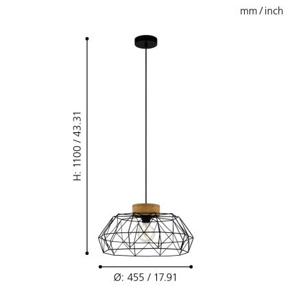 Eglo - Hanglamp aan koord 1xE27/60W/230V