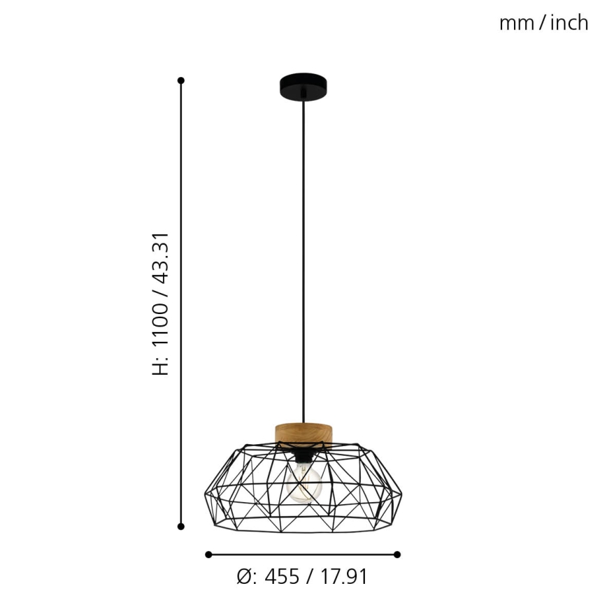 Eglo - Hanglamp aan koord 1xE27/60W/230V