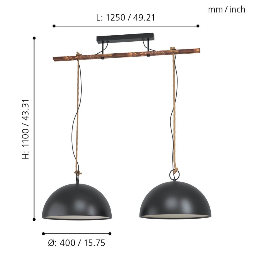 Eglo - Hanglamp aan koord 2xE27/40W/230V