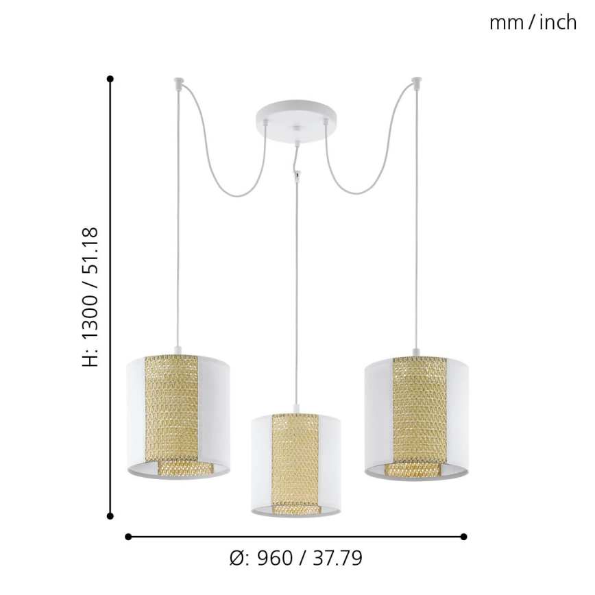 Eglo - Hanglamp aan een koord 3xE27/40W/230V spin