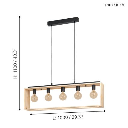 Eglo - Hanglamp aan koord 5xE27/40W/230V