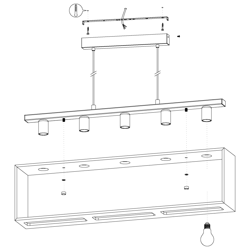 Eglo - Hanglamp aan koord 5xE27/40W/230V
