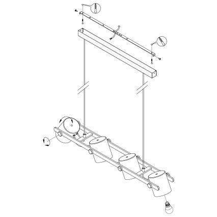 Eglo - Hanglamp aan koord 4xE27/28W/230V