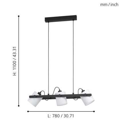 Eglo - Hanglamp aan koord 3xE27/28W/230V