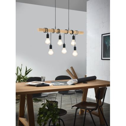Eglo - Hanglamp aan een koord TOWNSHEND 6xE27/60W/230V