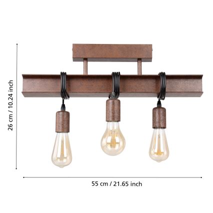 Eglo - Aan plafond gevestigde hanglamp TOWNSHEND 3xE27/60W/230V