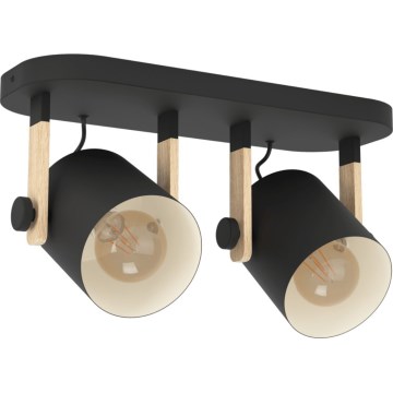 Eglo 43557 - Spotlamp HORNWOOD 2xE27/28W/230V zwart