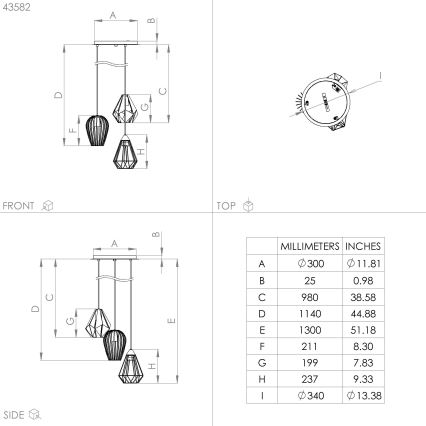 Eglo - Hanglamp aan een koord 3xE27/40W/230V