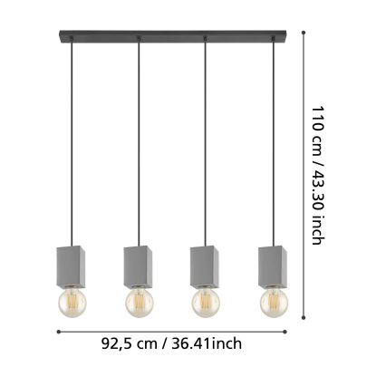 Eglo - Hanglamp aan een koord 4xE27/40W/230V