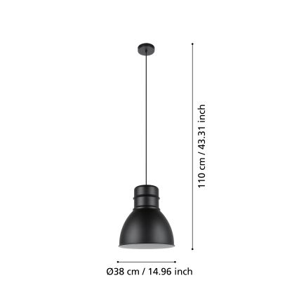 Eglo - Hanglamp aan een koord 1xE27/60W/230V zwart
