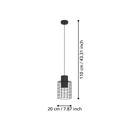 Eglo - Hanglamp aan koord 1xE27/40W/230V diameter 20 cm zwart