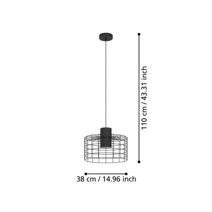 Eglo - Hanglamp aan koord 1xE27/40W/230V diameter 38 cm zwart