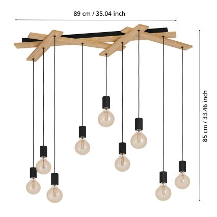 Eglo - Hanglamp aan een koord 9xE27/40W/230V