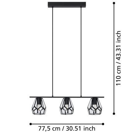 Eglo - Hanglamp aan een koord 3xE27/40W/230V