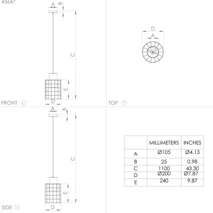 Eglo - Hanglamp aan koord 1xE27/40W/230V diameter 20 cm zilver