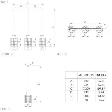 Eglo - Hanglamp aan een koord 3xE27/40W/230V zilver