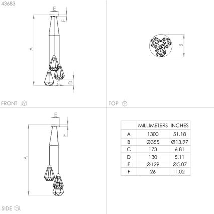 Eglo - Hanglamp aan een koord 3xE27/60W/230V