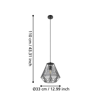 Eglo - Hanglamp aan een koord 1xE27/40W/230V zwart