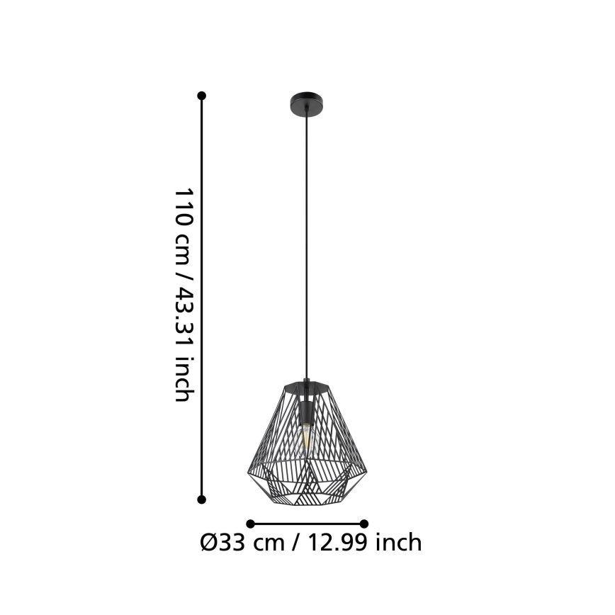 Eglo - Hanglamp aan een koord 1xE27/40W/230V zwart