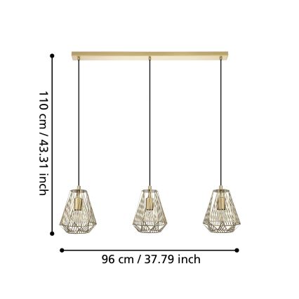 Eglo - Hanglamp aan een koord 1xE27/40W/230V goud
