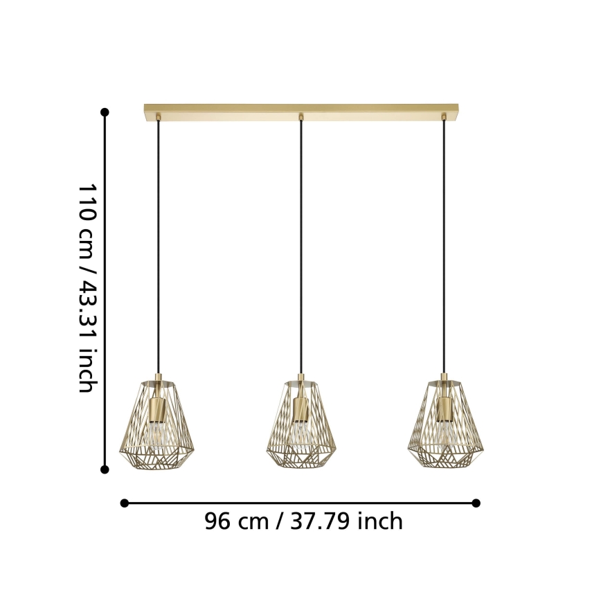 Eglo - Hanglamp aan een koord 1xE27/40W/230V goud