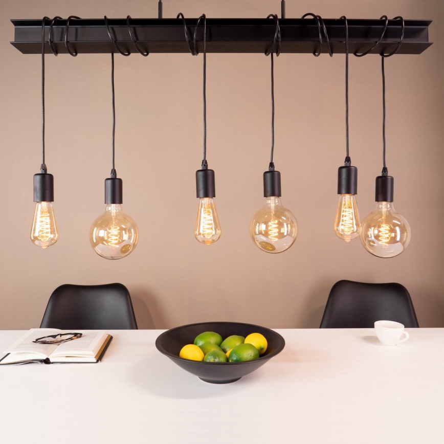 Eglo 43712 - Hanglamp aan een koord TOWNSHEND 6xE27/60W/230V zwart