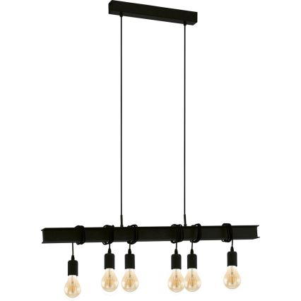 Eglo 43712 - Hanglamp aan een koord TOWNSHEND 6xE27/60W/230V zwart