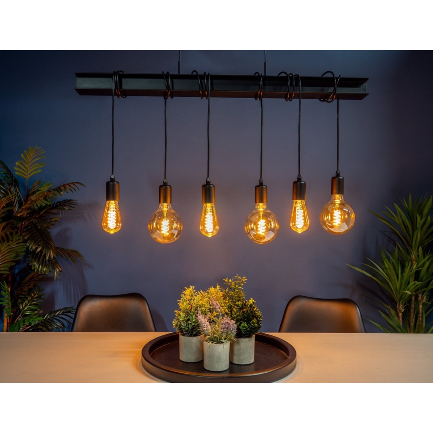 Eglo 43712 - Hanglamp aan een koord TOWNSHEND 6xE27/60W/230V zwart
