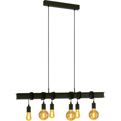 Eglo 43712 - Hanglamp aan een koord TOWNSHEND 6xE27/60W/230V zwart