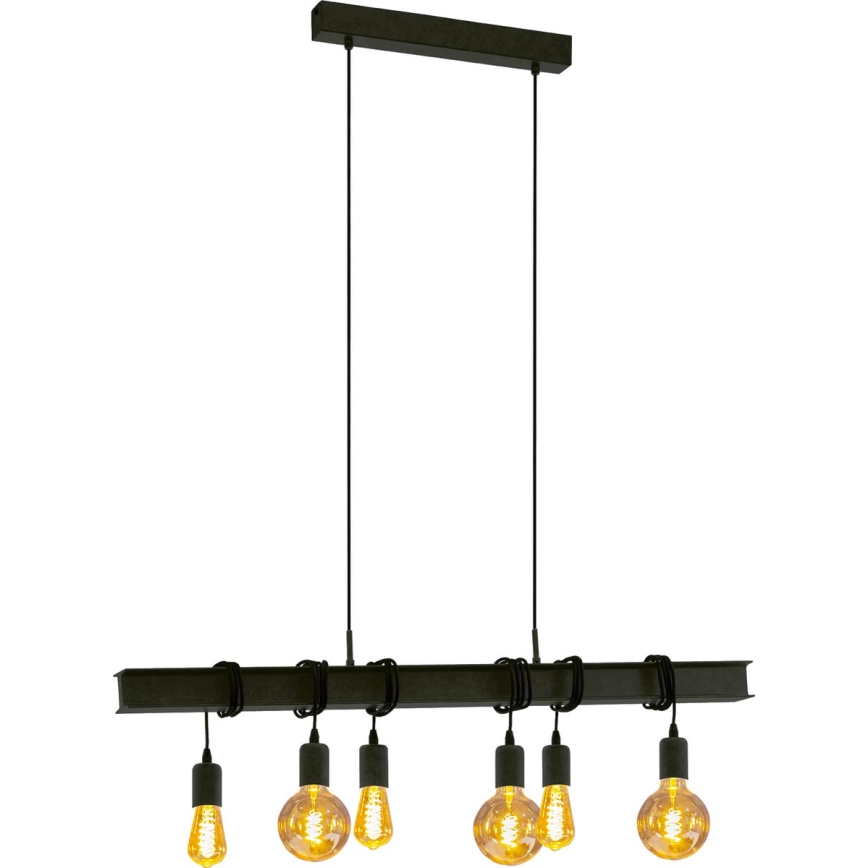 Eglo 43712 - Hanglamp aan een koord TOWNSHEND 6xE27/60W/230V zwart