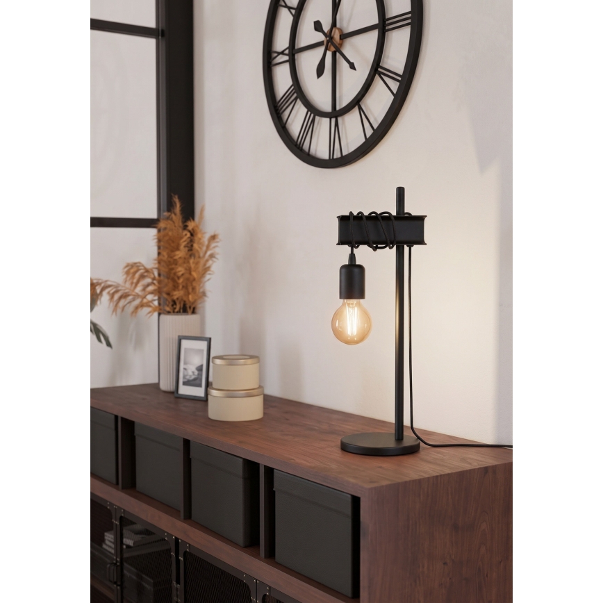 Eglo 43714 - Tafellamp TOWNSHEND 1xE27/10W/230V zwart