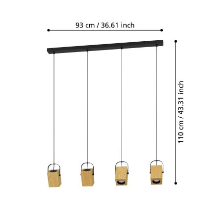 Eglo - LED Hanglamp aan een koord 4xGU10/3W/230V