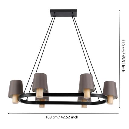 Eglo - Hanglamp aan een koord 6xE27/40W/230V