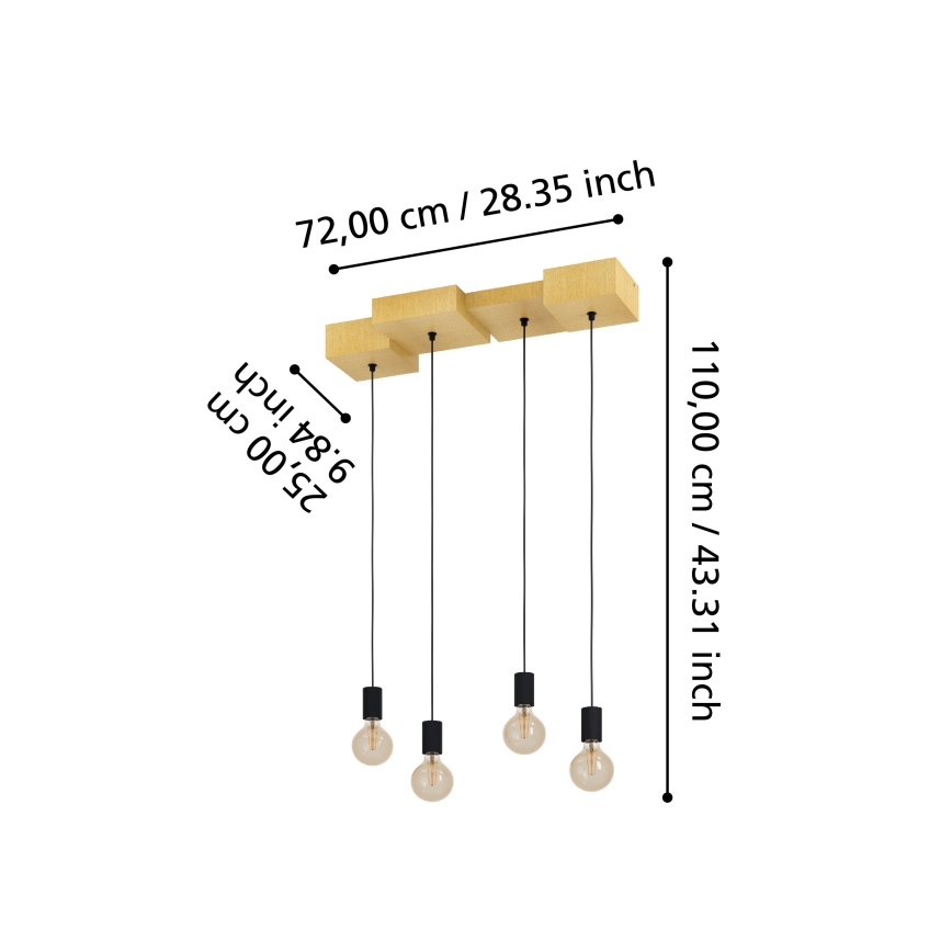 Eglo - Hanglamp aan een koord 4xE27/40W/230V