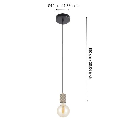 Eglo - Hanglamp aan kabel 1xE27/40W/230V chroom