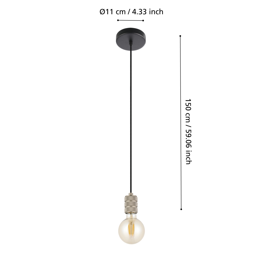 Eglo - Hanglamp aan kabel 1xE27/40W/230V chroom