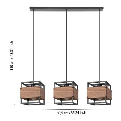 Eglo - Hanglamp aan een koord 3xE27/40W/230V