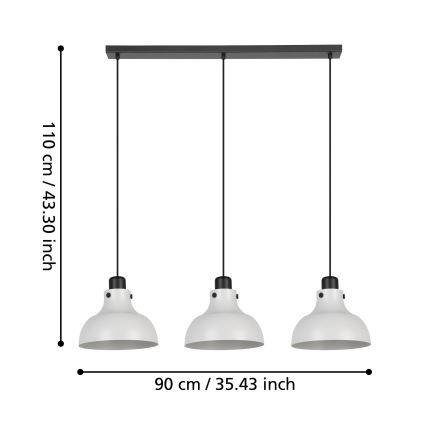 Eglo - Hanglamp aan een koord 3xE27/40W/230V