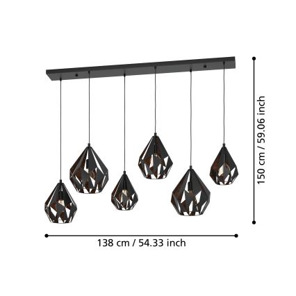 Eglo - Hanglamp aan kabel 6xE27/40W/230V