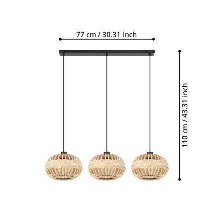 Eglo - Hanglamp aan een koord 3xE27/40W/230V