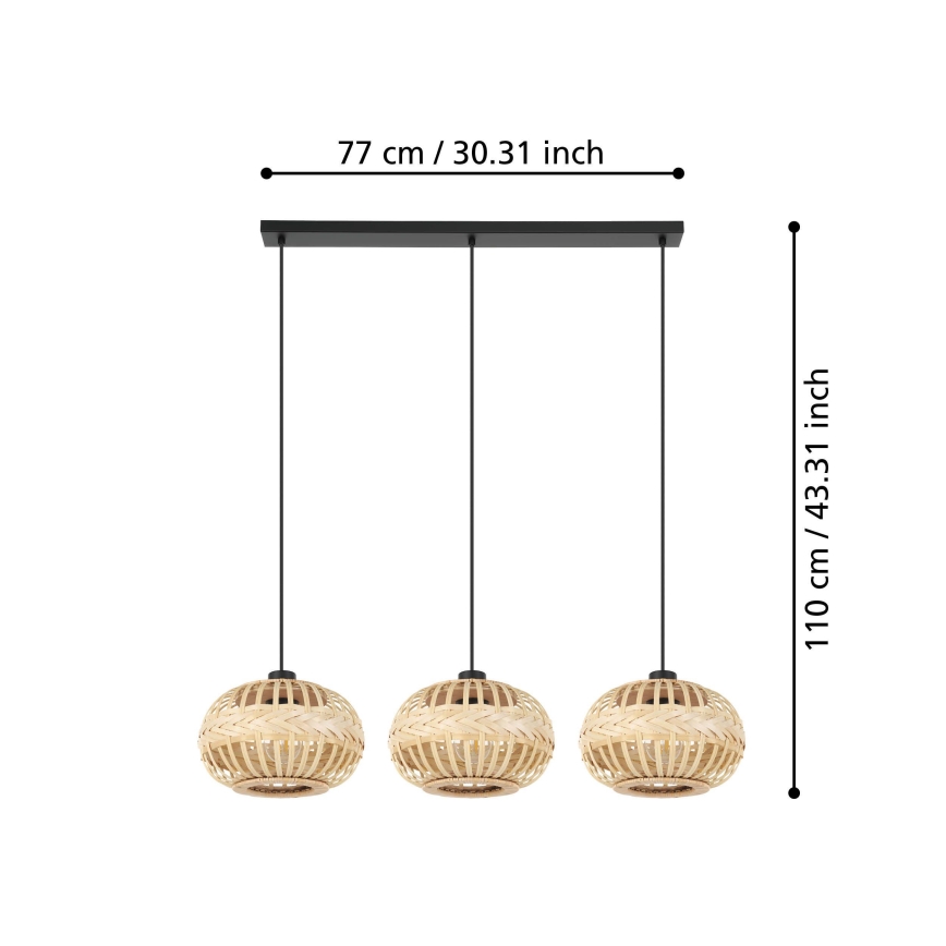 Eglo - Hanglamp aan een koord 3xE27/40W/230V