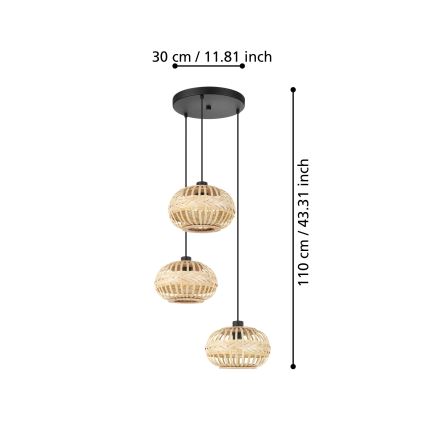 Eglo - Hanglamp aan een koord 3xE27/40W/230V diameter 48 cm