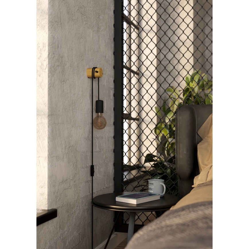 Eglo - Wandlamp 1xE27/13W/230V zwart/beige