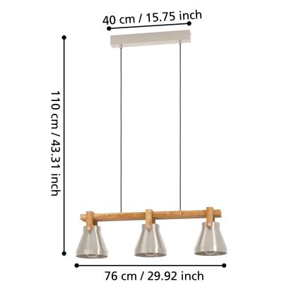 Eglo - Hanglamp aan een koord 3xE27/40W/230V