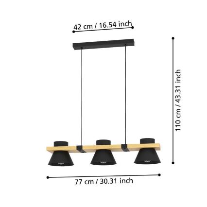 Eglo - Hanglamp aan een koord 3xE27/15W/230V