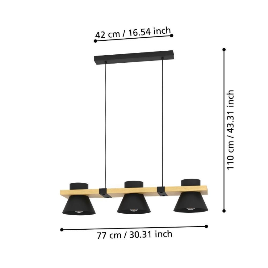 Eglo - Hanglamp aan een koord 3xE27/15W/230V